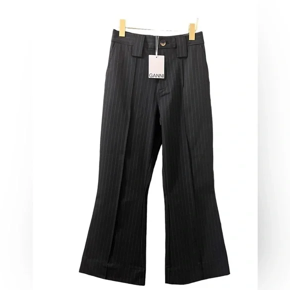 Ganni Pants Pinstripe Flared‎ Kick Trousers 36 - Picture 6 of 13
